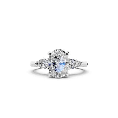 360 degree view of Madison Three-Stone Lab Pear Engagement Ring