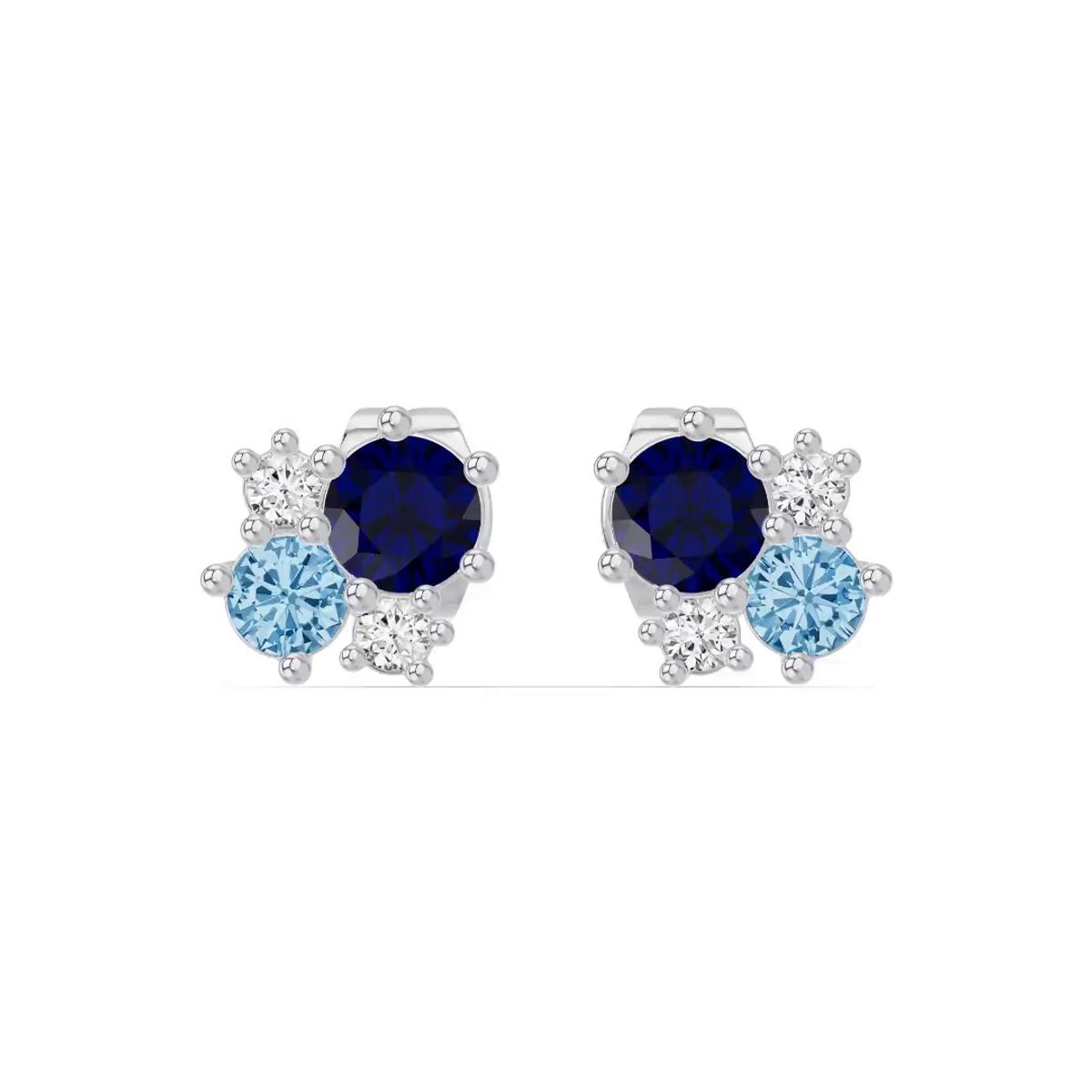 360 degree view of Midnight Frost Sapphire Lab Stud Earrings