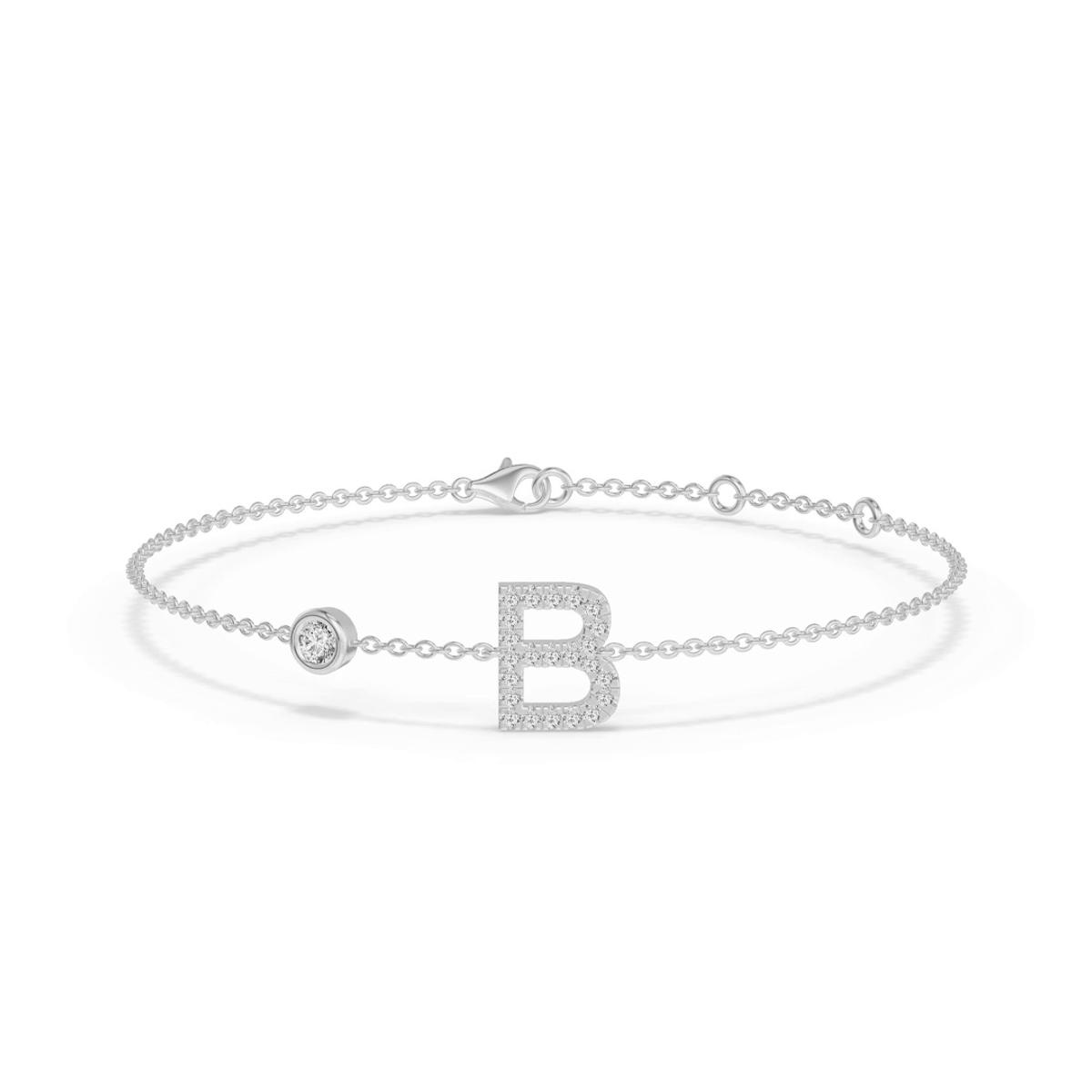 360 degree view of Bezel Lab Diamond Pavé Initial Bracelet - B