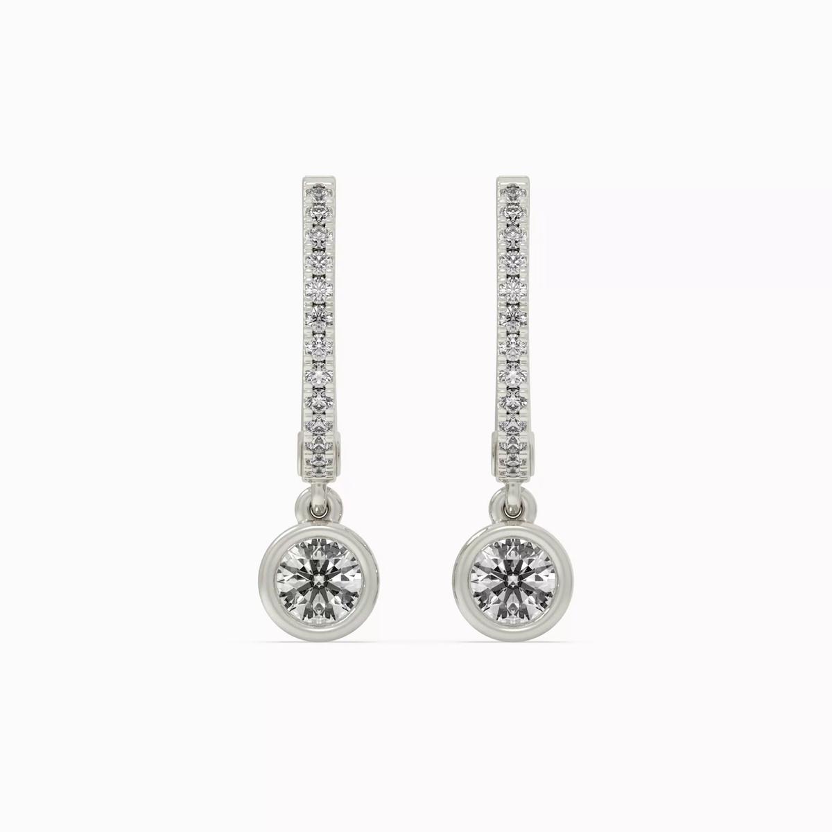 360 degree view of Bezel Drop Lab Diamond Silver Huggies (.50 ct. tw.)