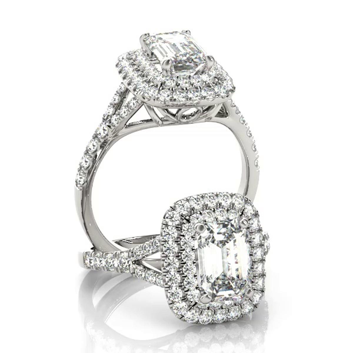 360 degree view of Hadley Double Halo Engagement Ring