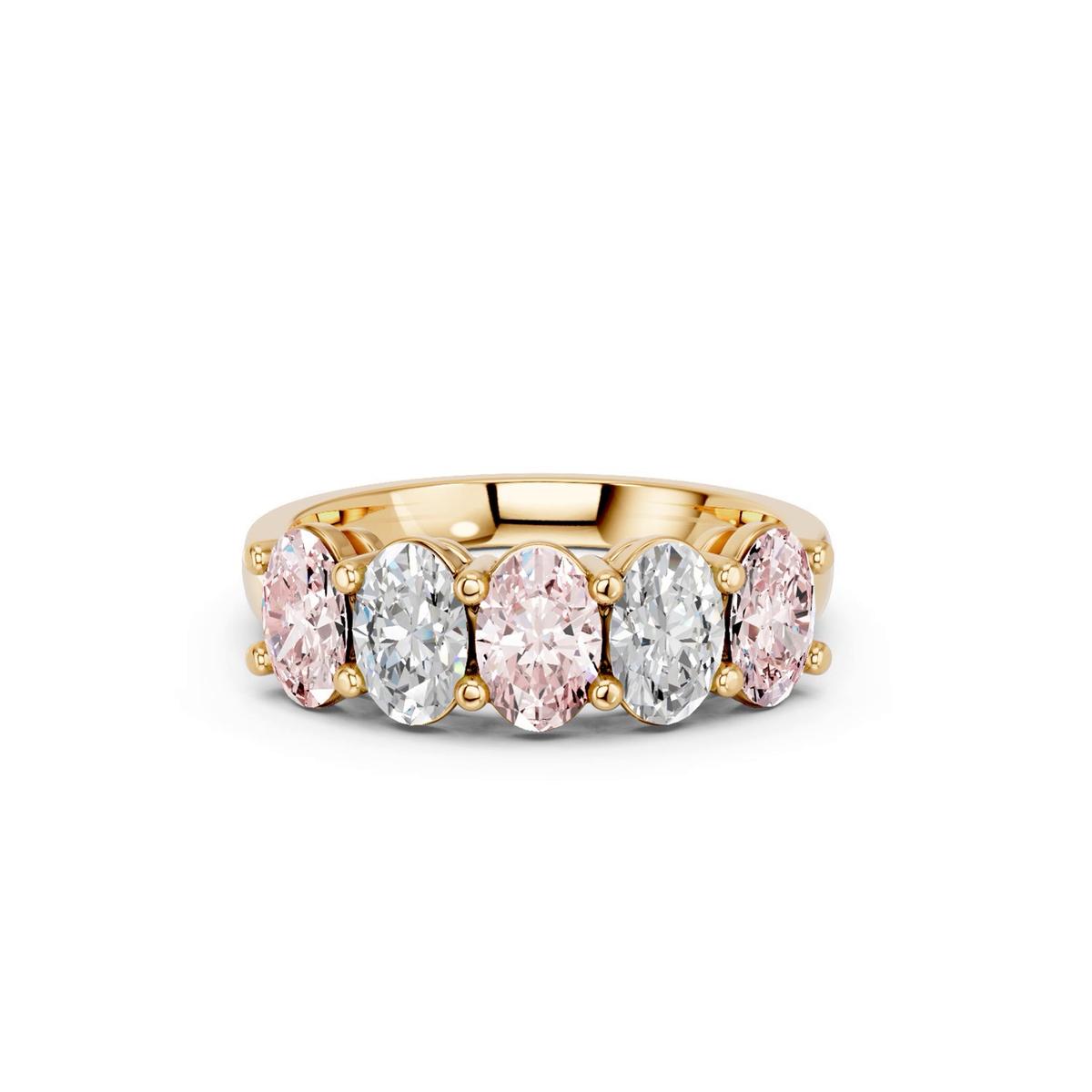 360 degree view of Pink & White Lab Diamond Five-Stone Oval Band (2 ct. tw.)