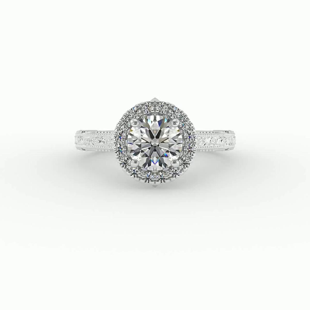 360 degree view of Alexandria Halo Engagement Ring