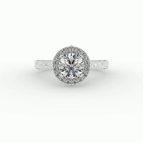 360 degree view of Alexandria Halo Engagement Ring