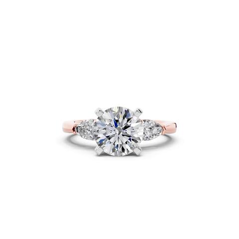 360 degree view of Madison Three-Stone Two-Tone Lab Pear Engagement Ring