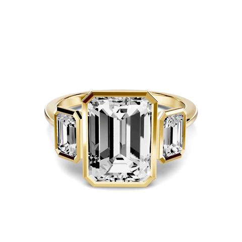 360 degree view of Montero Emerald-Cut Bezel Three-Stone Lab Diamond Engagement Ring (.75 ct. tw.)