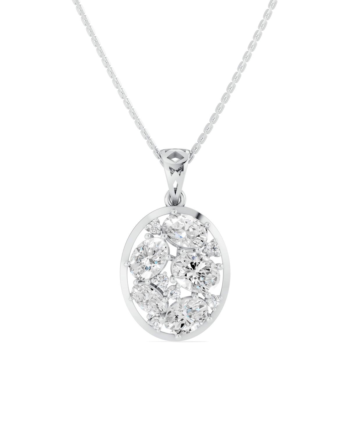 360 degree view of Mixed-Shape Oval Frame Lab Diamond Necklace (3.70 ct.)