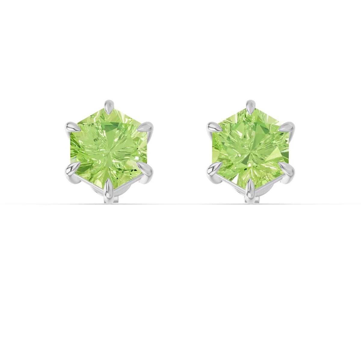 360 degree view of Hexagon Peridot Stud Earrings