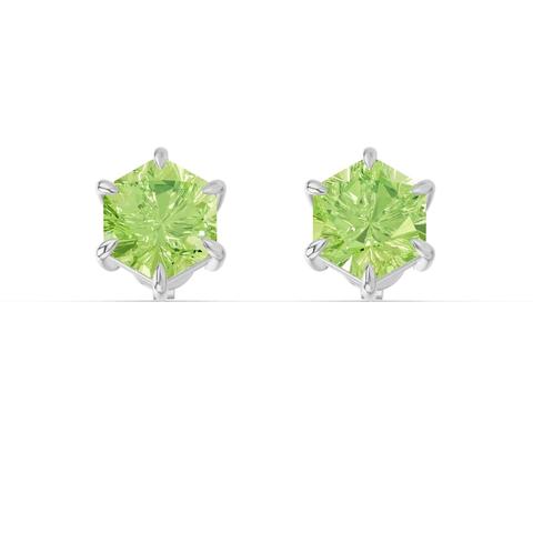 360 degree view of Hexagon Peridot Stud Earrings