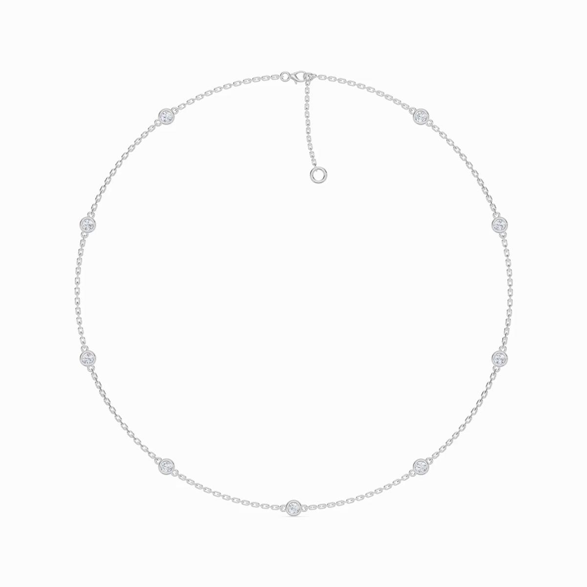 360 degree view of Bezel Lab Diamond Station Silver Necklace (1.00 ct. tw.)