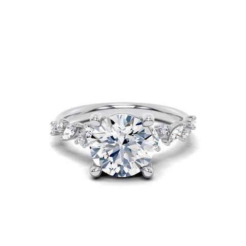 Hayley Scattered Diamond Engagement Ring - 14K White Gold