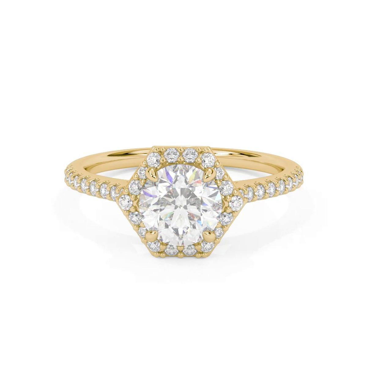 360 degree view of Tiana Hexagonal Diamond Halo Engagement Ring