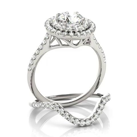 360 degree view of Daisy Double Halo Engagement Ring