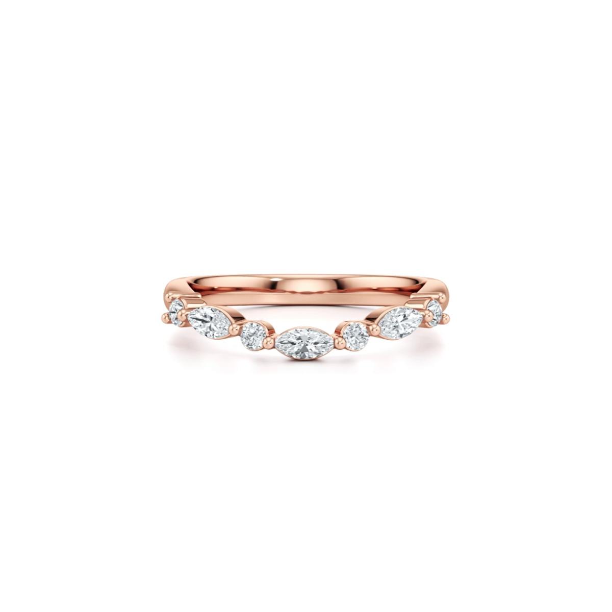 360 degree view of Neria Mixed-Shape Lab Diamond Curved Band