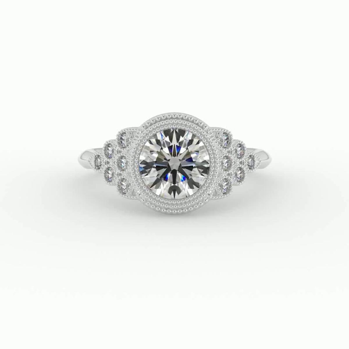 360 degree view of Serenity Accented Milgrain Engagement Ring