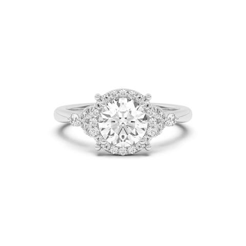 360 degree view of Portia Halo Petal Accent Engagement Ring
