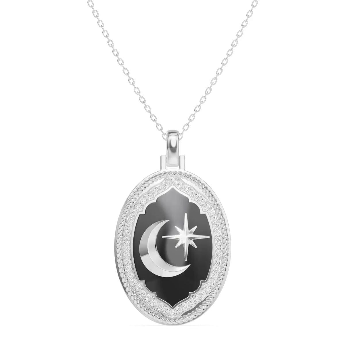 360 degree view of Astril Lunar Oval Medallion Diamond Pendant