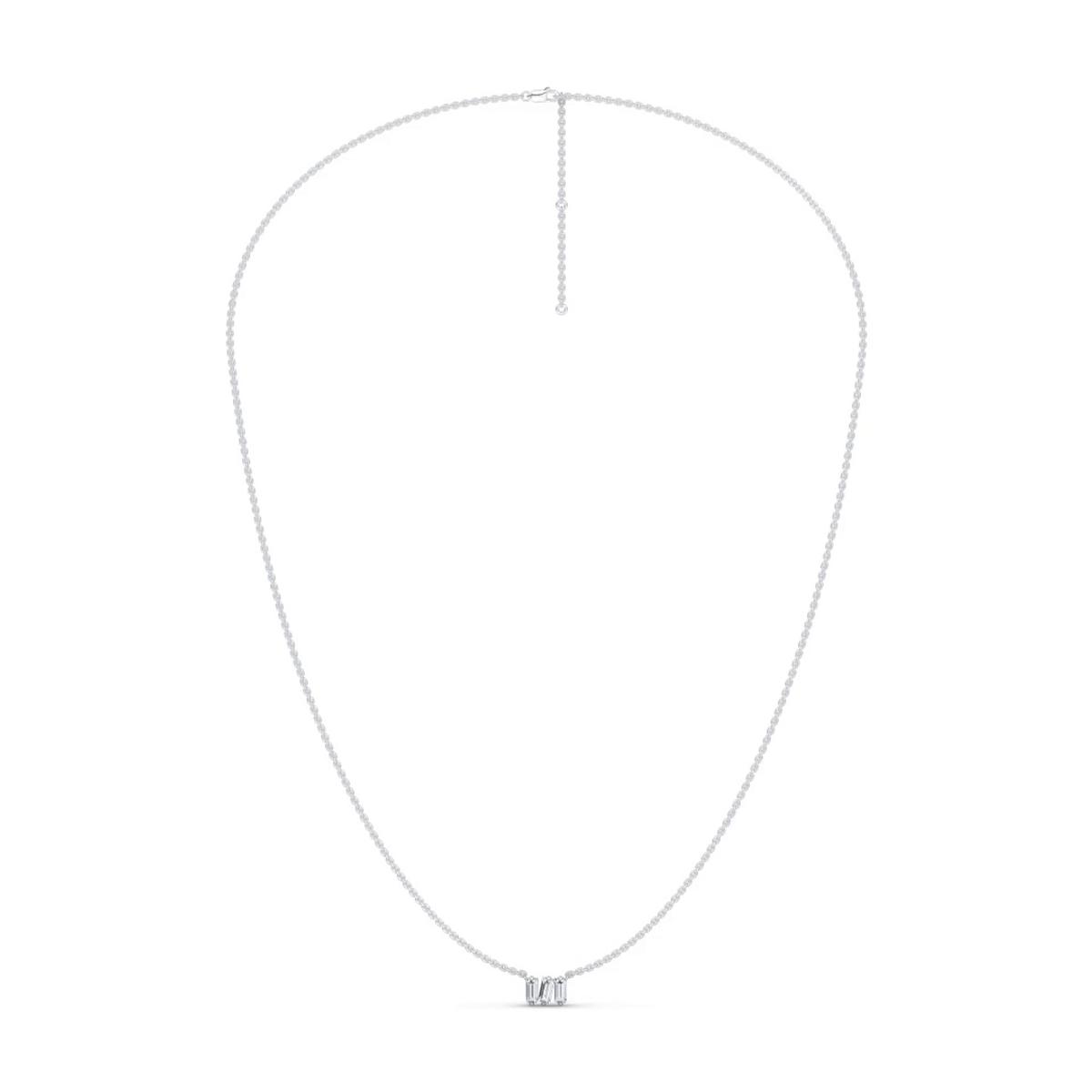 360 degree view of Staccato Baguette Lab Diamond Necklace by Christian Siriano