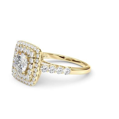 360 degree view of Celestial Double Halo Engagement Ring