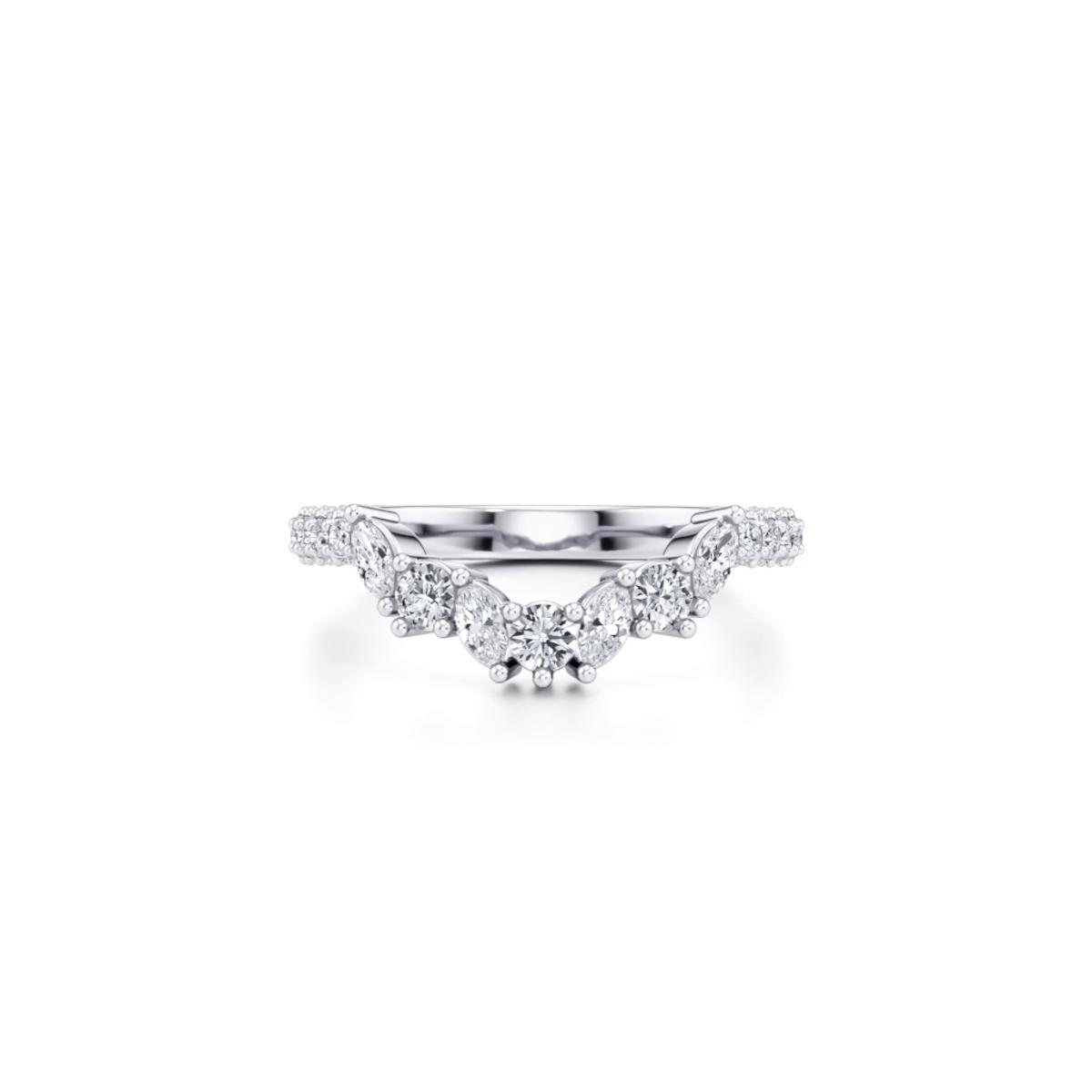 360 degree view of Tavia Mixed-Shape Wrapped Pavé Curved Band