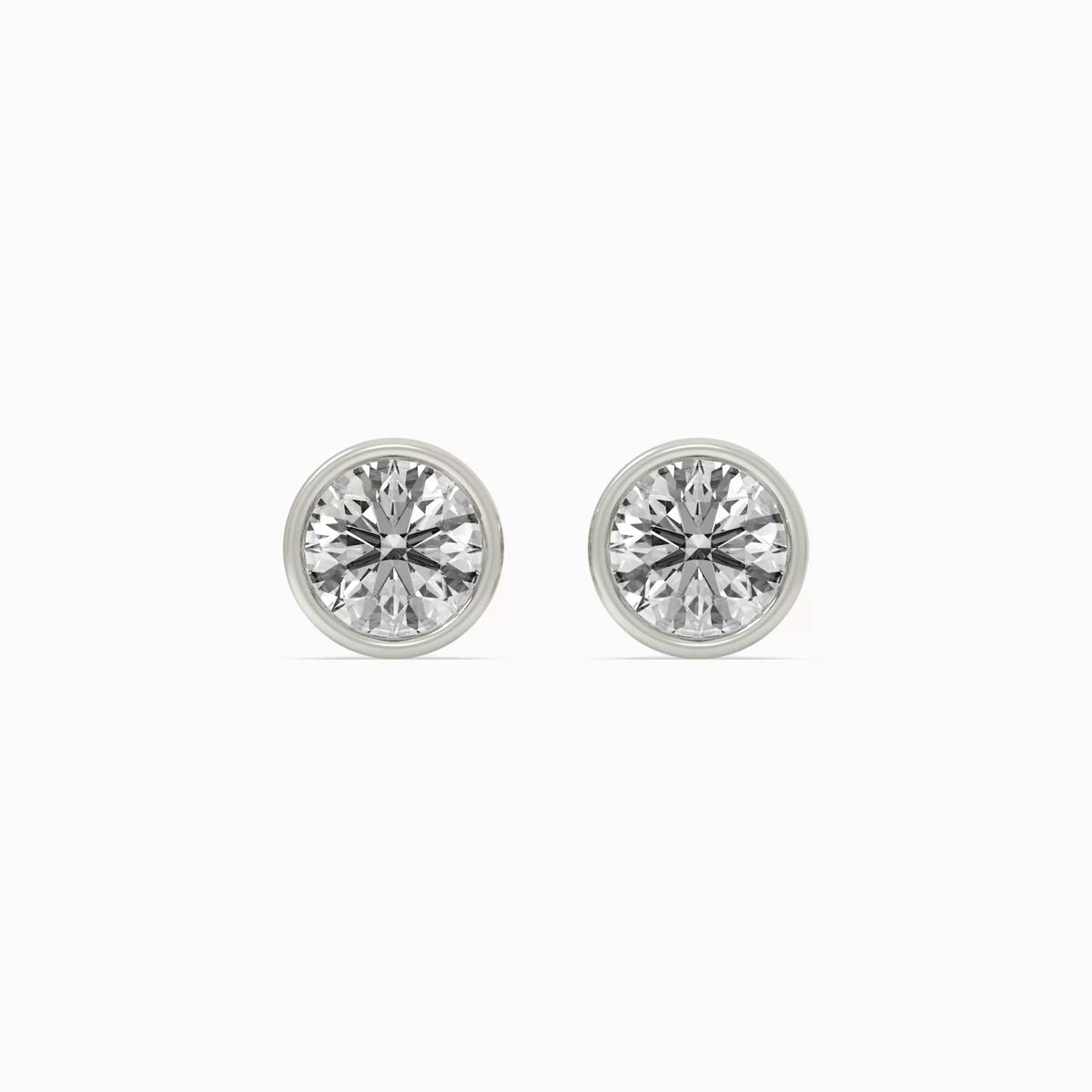 360 degree view of Bezel Lab Diamond Silver Earrings (.50 ct. tw.)