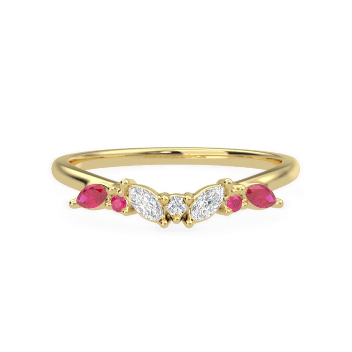 360 degree view of Butterfly and Bee Vine Twist Lab Ruby Band