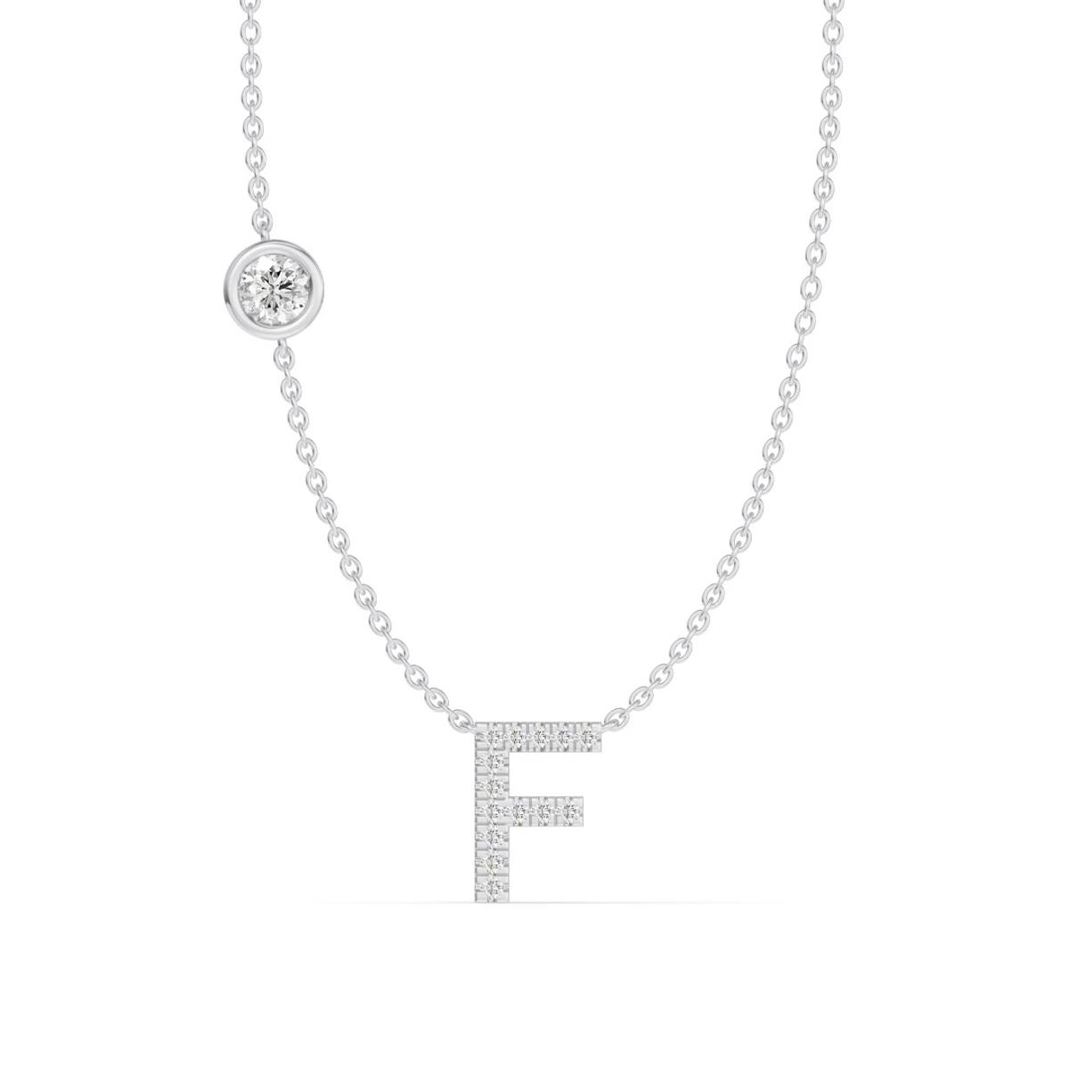 360 degree view of Bezel Lab Diamond Pavé Initial Necklace - F
