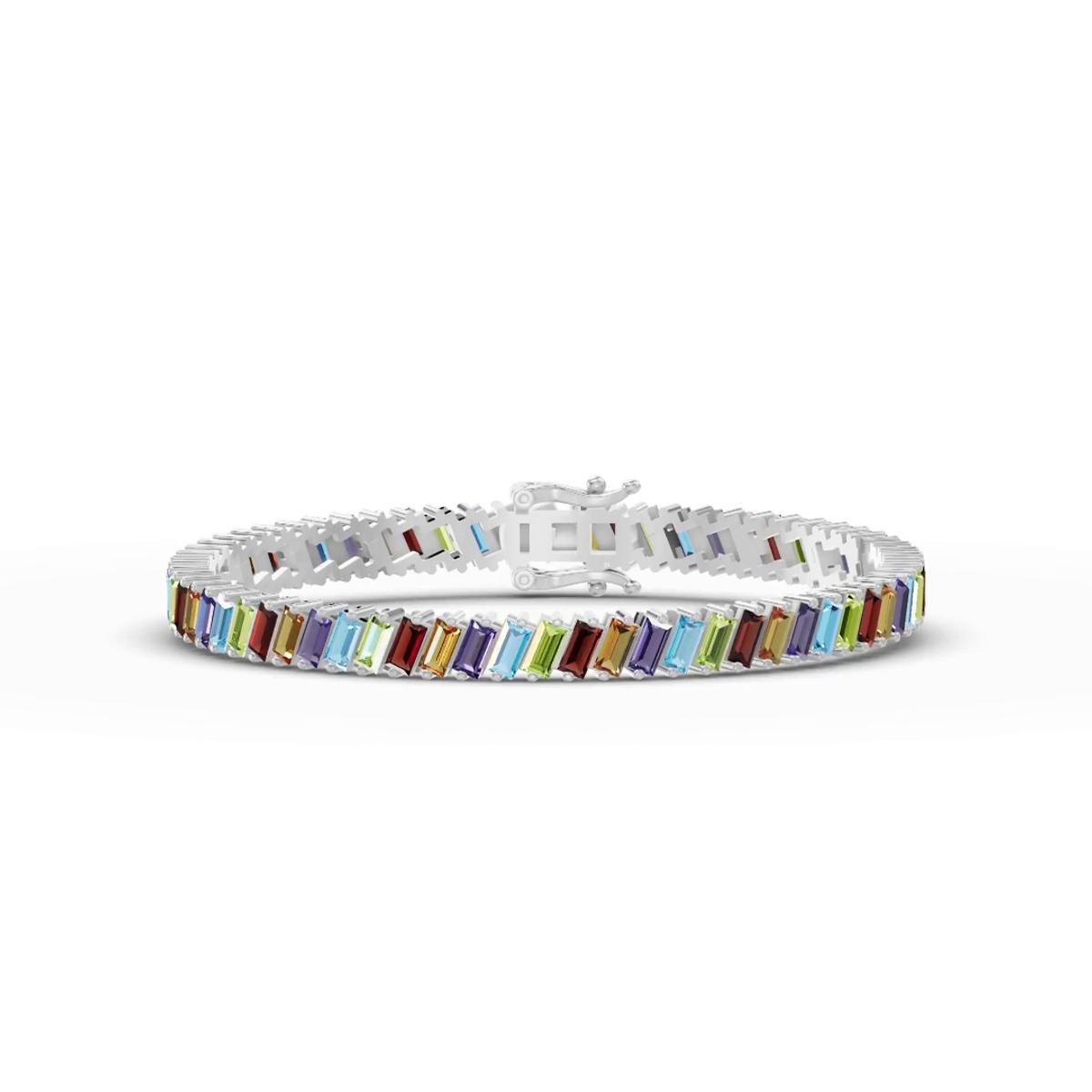360 degree view of Multicolor Baguette Tennis Bracelet