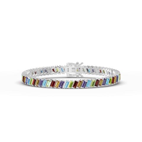 360 degree view of Multicolor Baguette Tennis Bracelet