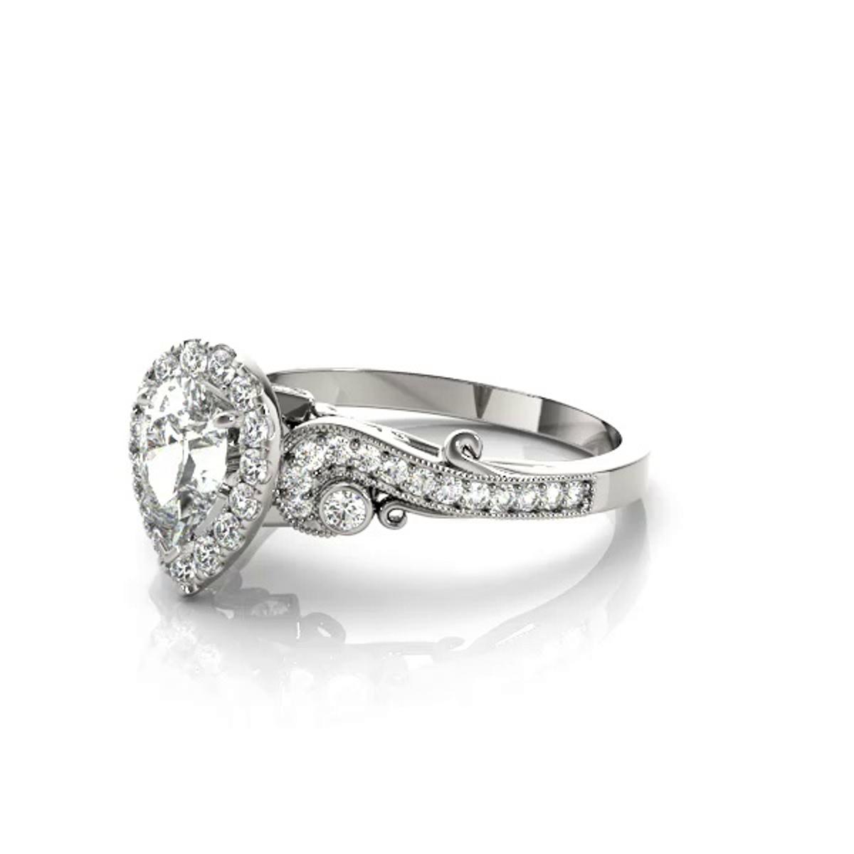360 degree view of Beatrix Halo Engagement Ring