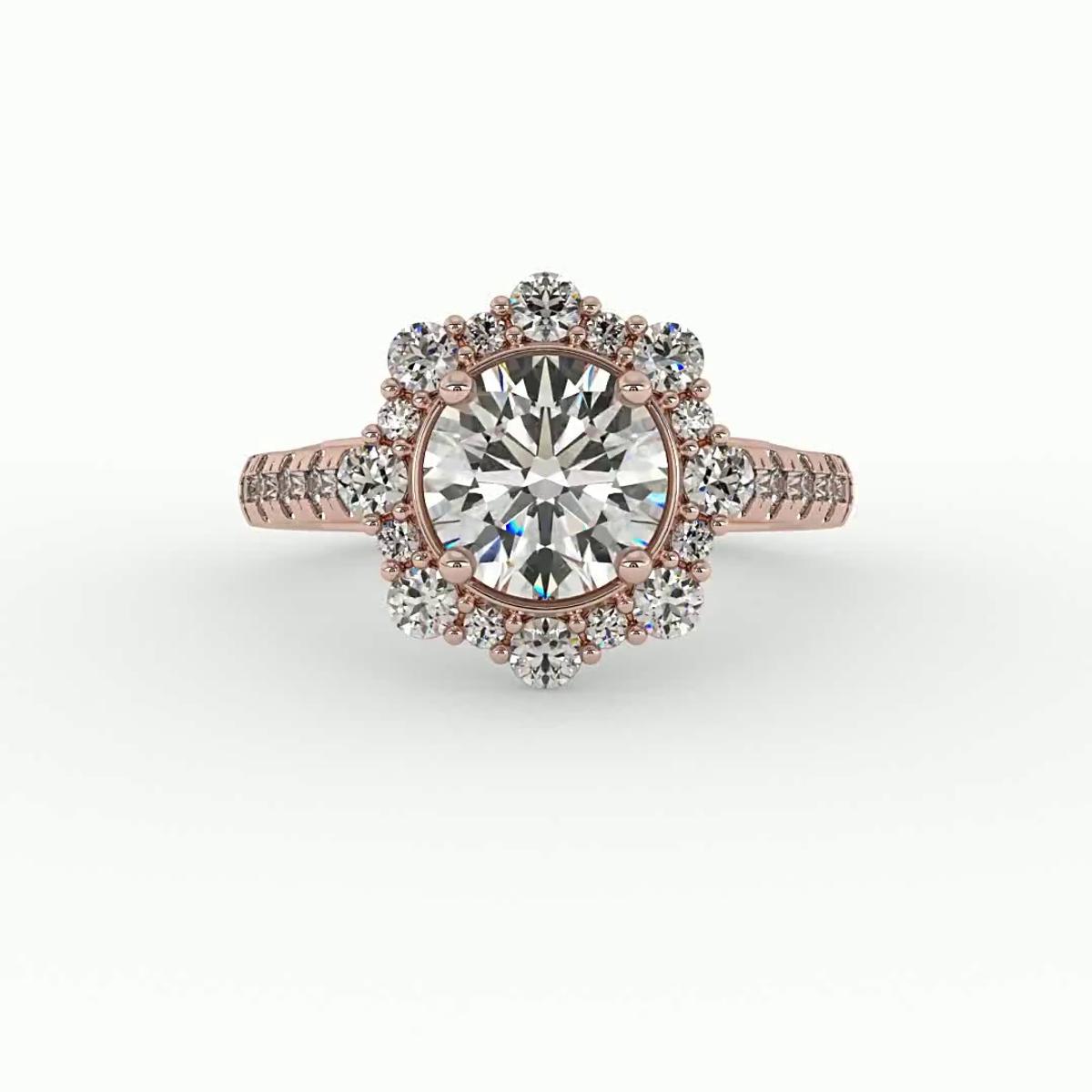 360 degree view of Angelina Halo Engagement Ring