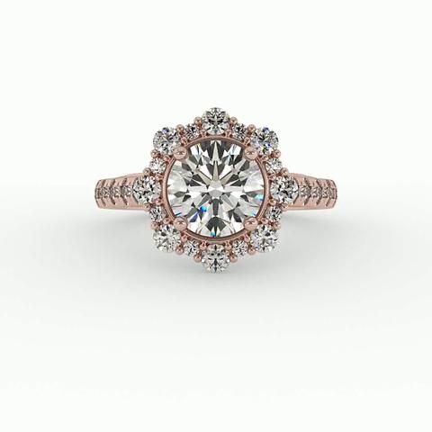 360 degree view of Angelina Halo Engagement Ring