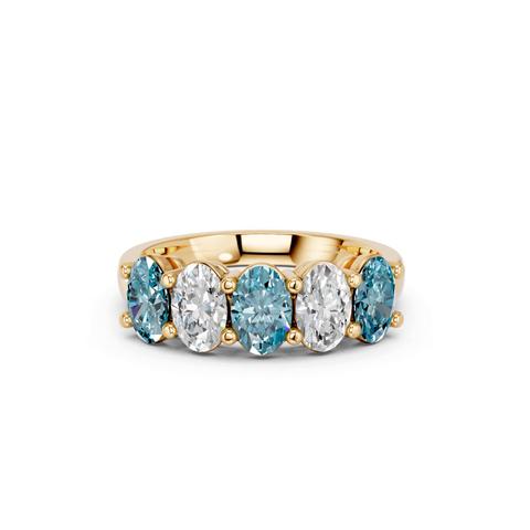 360 degree view of Blue & White Lab Diamond Five-Stone Oval Band (2 ct. tw.)