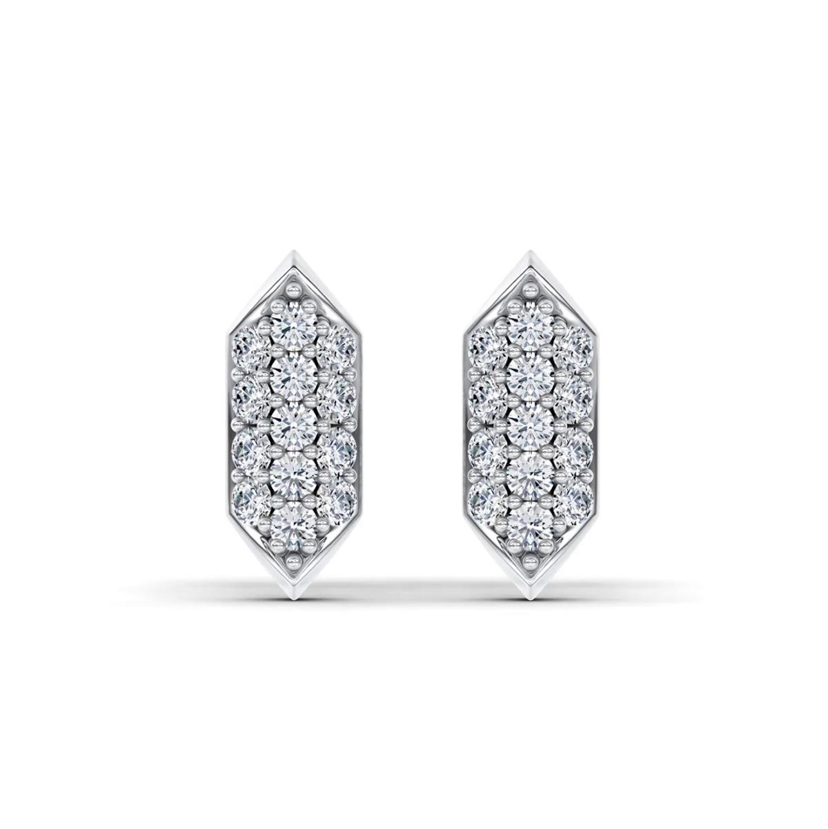 360 degree view of Corza Pavé Link Lab Diamond Silver Stud Earrings by Christian Siriano