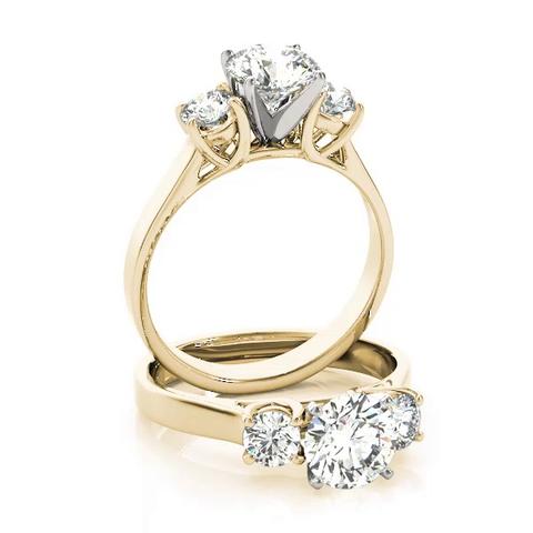 エレガントな3ストーンゴールドリング Campbell Three Stone Engagement Ring - 14K Yellow Gold