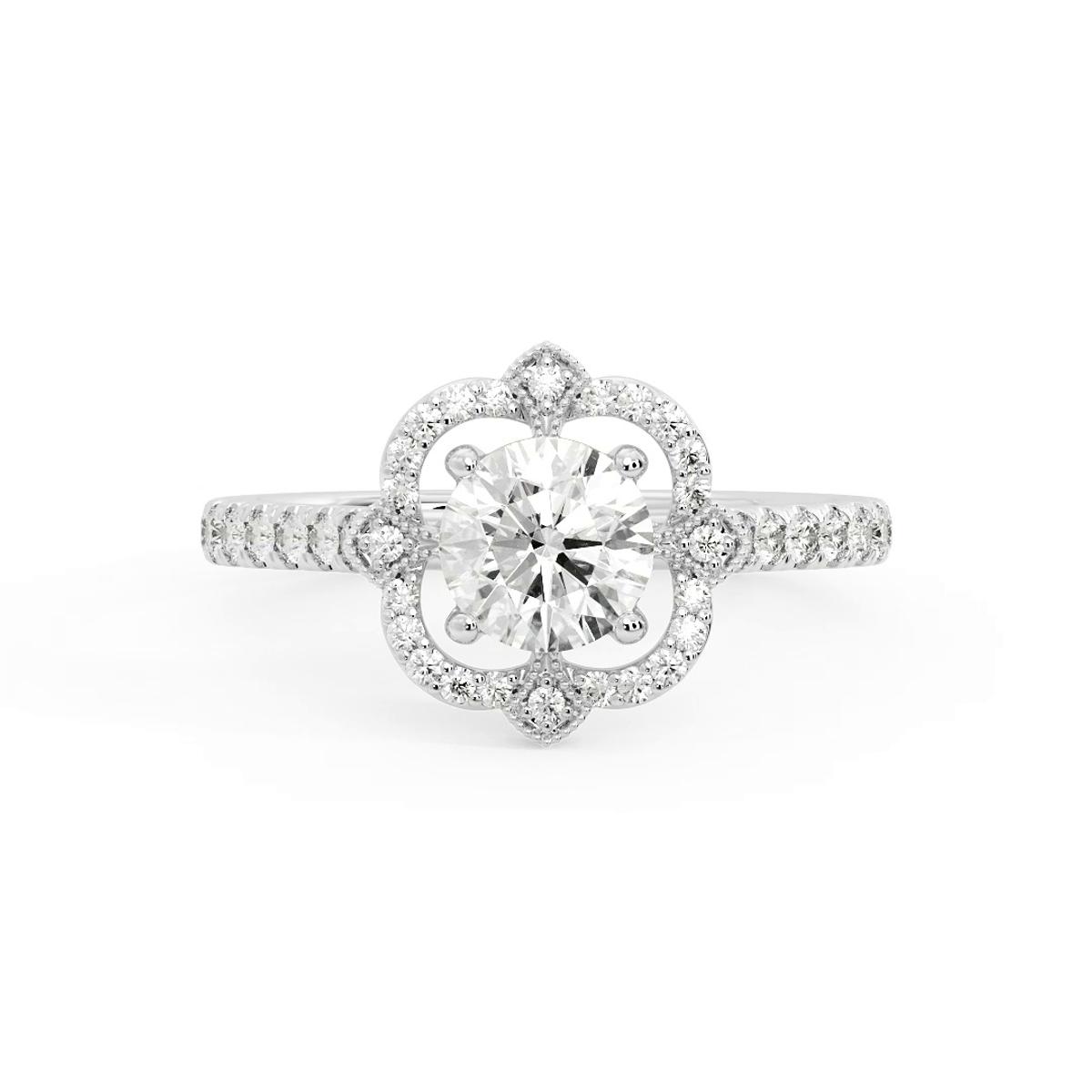 360 degree view of Matilda Floral Halo Engagement Ring