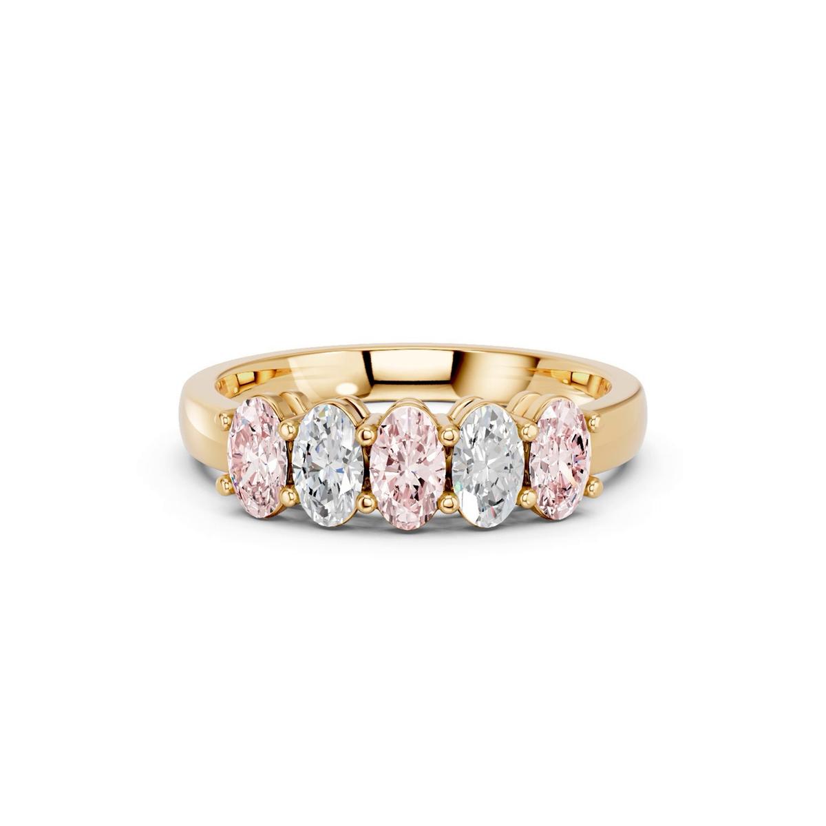 360 degree view of Pink & White Lab Diamond Five-Stone Oval Band (1 ct. tw.)