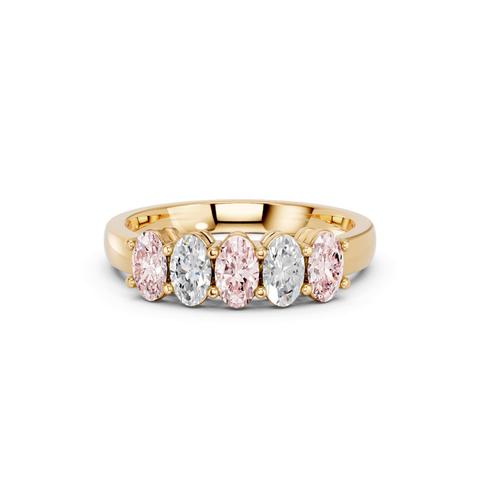 360 degree view of Pink & White Lab Diamond Five-Stone Oval Band (1 ct. tw.)