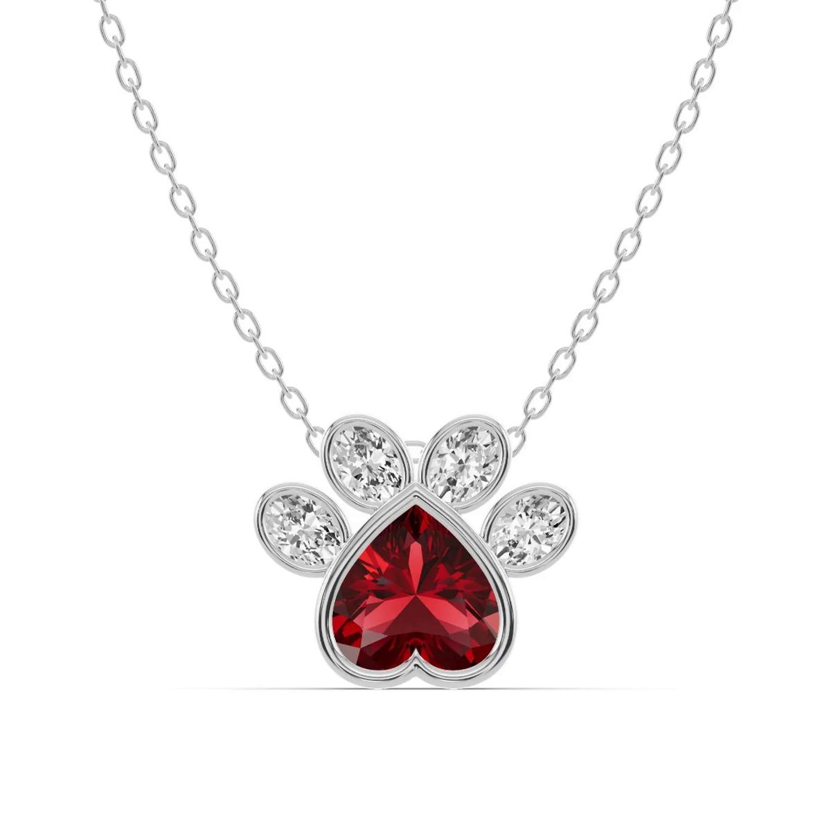 360 degree view of Bella Paw Garnet & Diamond Necklace