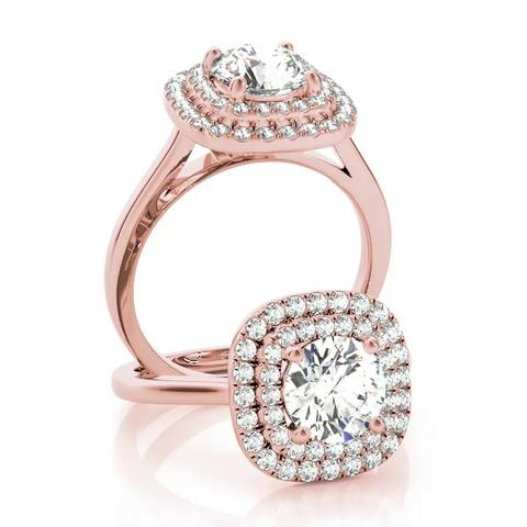 360 degree view of Devon Double Halo Engagement Ring