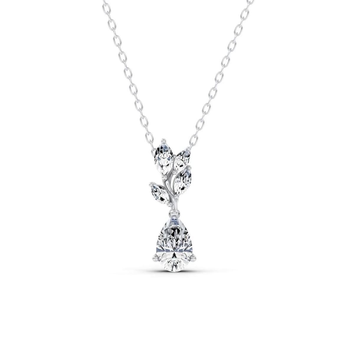 360 degree view of Hayden Curved Vine Pear Lab Diamond Necklace