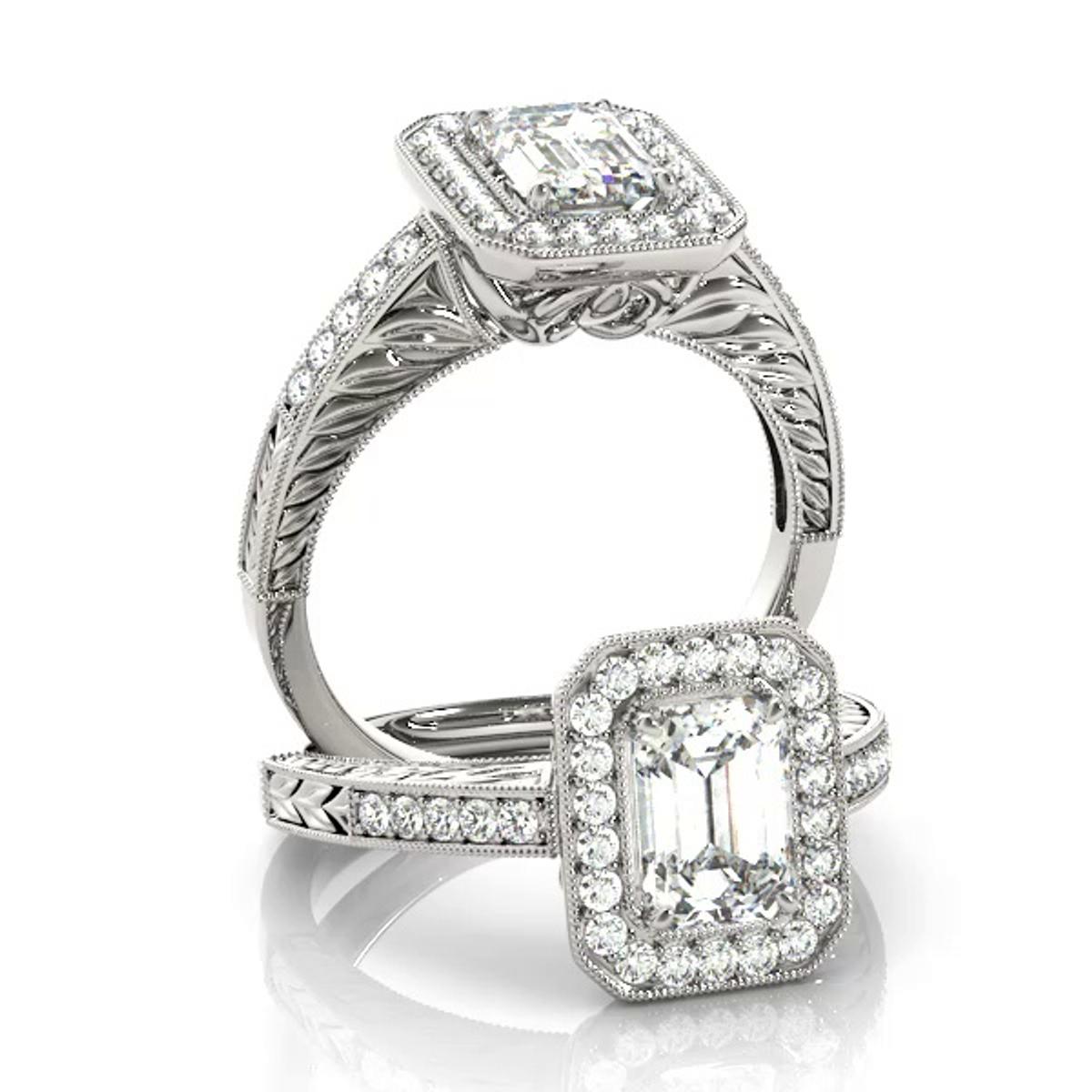 360 degree view of Viola Halo Engagement Ring