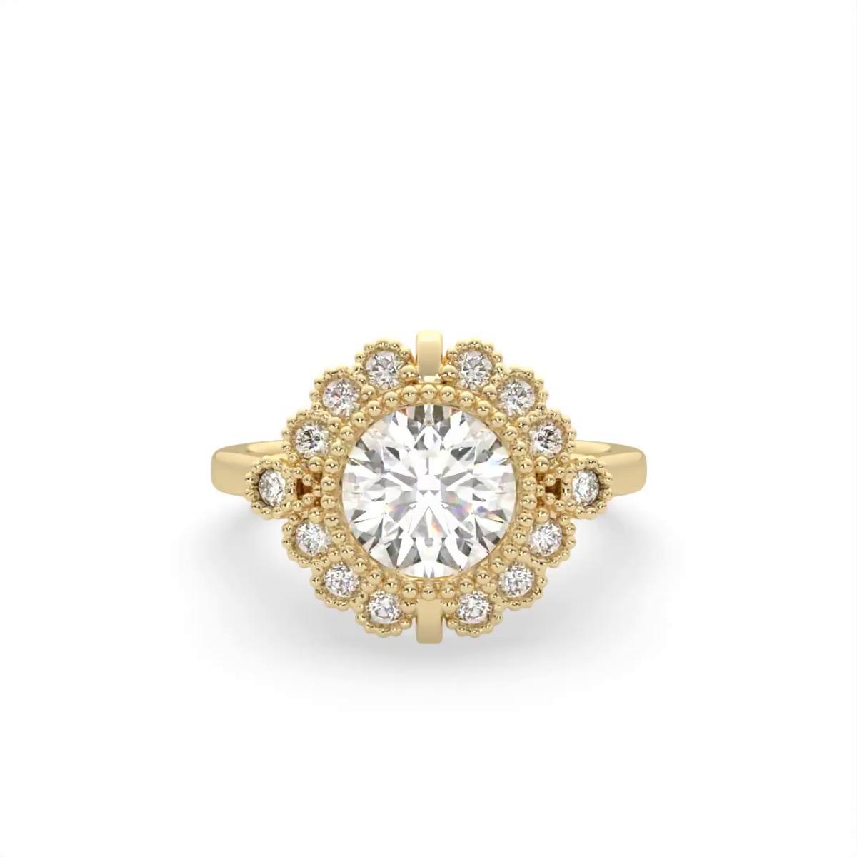 360 degree view of Briella Halo Engagement Ring