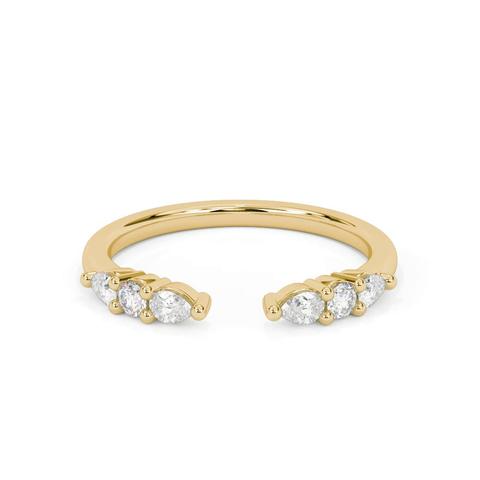 Zora Alternating Pear & Round Diamond Open Band - 14K Yellow