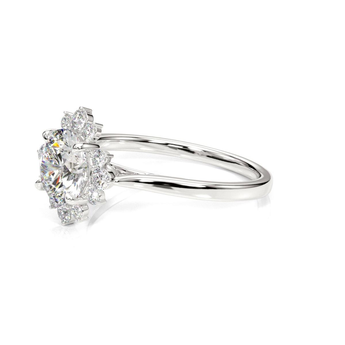 360 degree view of Edith Halo Engagement Ring
