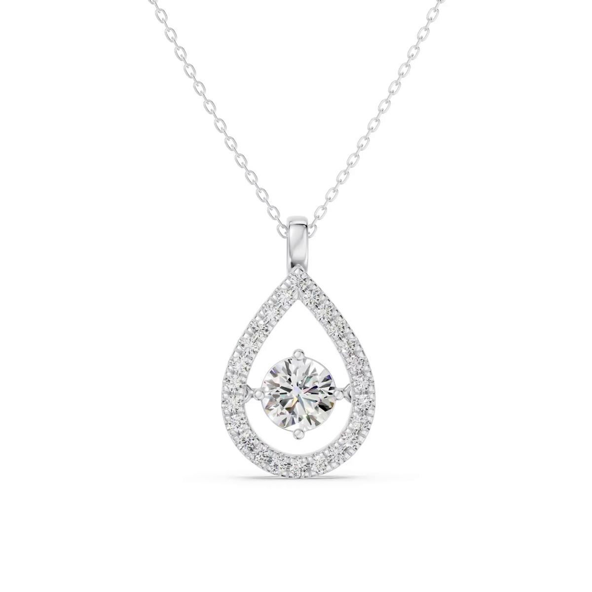 360 degree view of Evermotion Teardrop Halo Lab Diamond Pendant (1.30 ct. tw.)