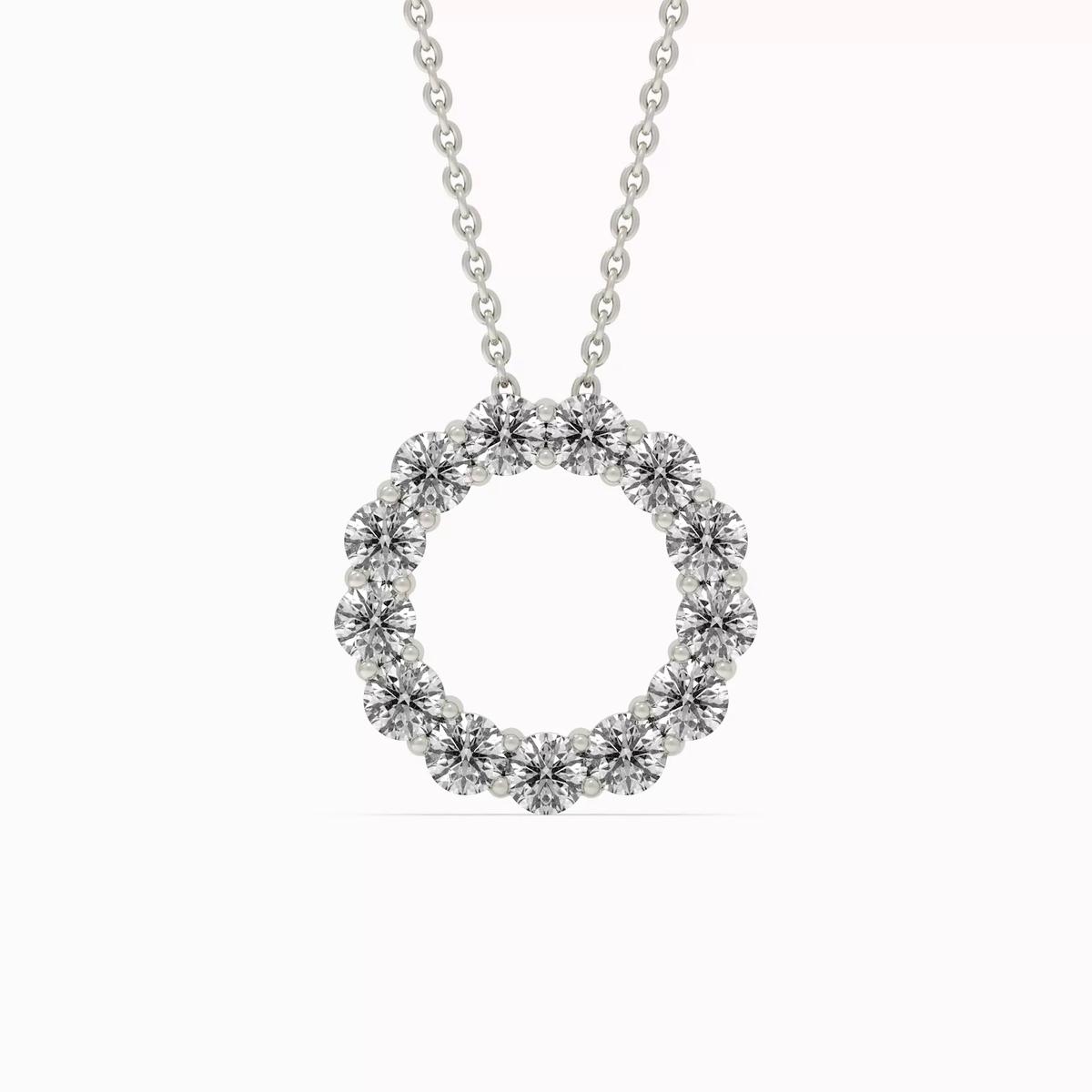 360 degree view of Circle Lab Diamond Silver Necklace (1.00 ct. tw.)