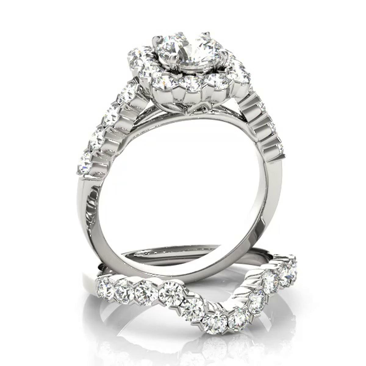 360 degree view of Alena Halo Engagement Ring