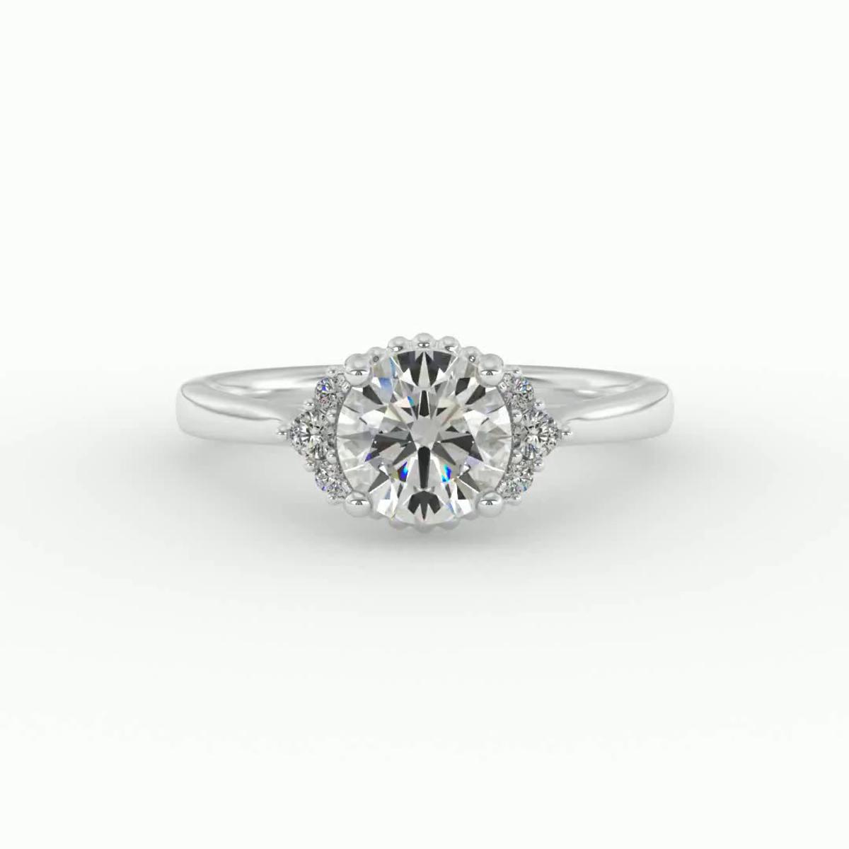 360 degree view of Ruby Half Halo Bubble Engagement Ring