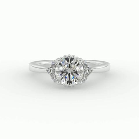 360 degree view of Ruby Half Halo Bubble Engagement Ring